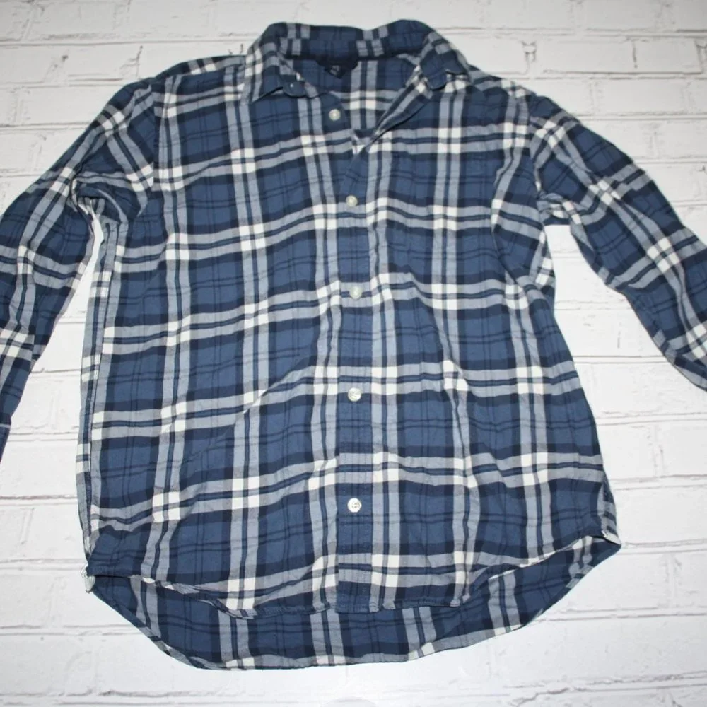 💙 Blue Plaid Button-Down Shirt – Boys XXL